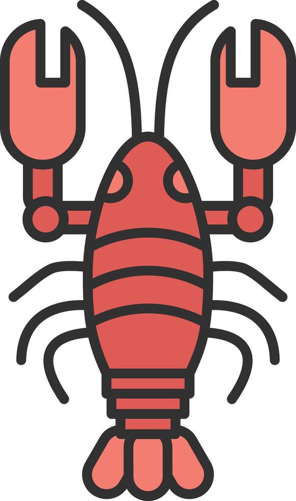 Lobster Line Filled Light Icon vector