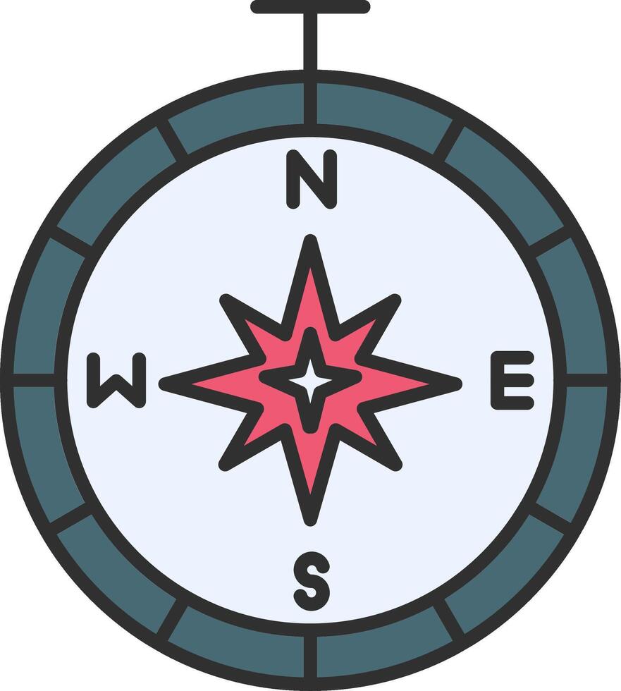 Compass Line Filled Light Icon vector