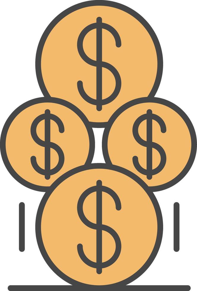Coins Line Filled Light Icon vector