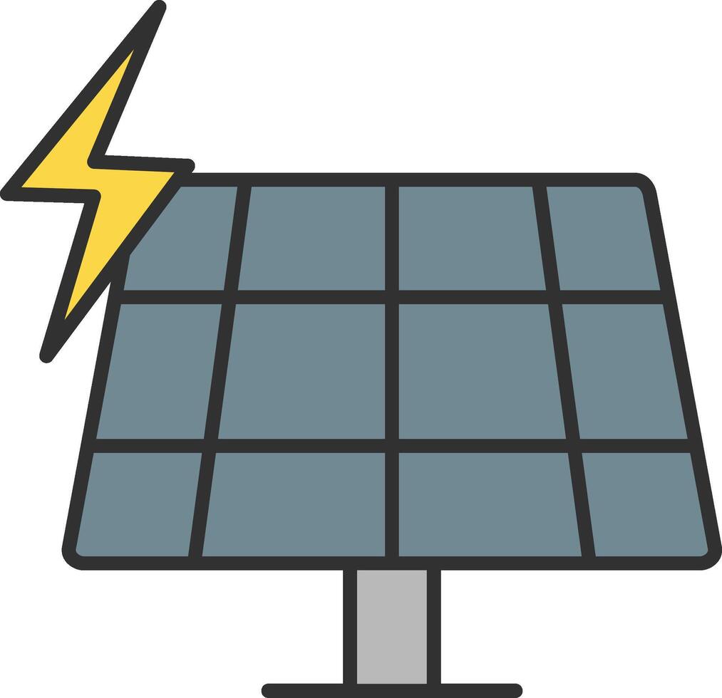 solar panel línea lleno ligero icono vector