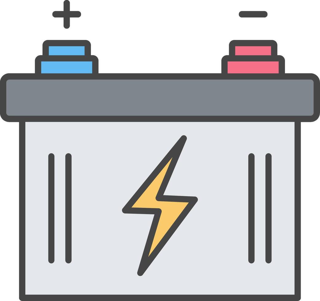 Car Battery Line Filled Light Icon vector