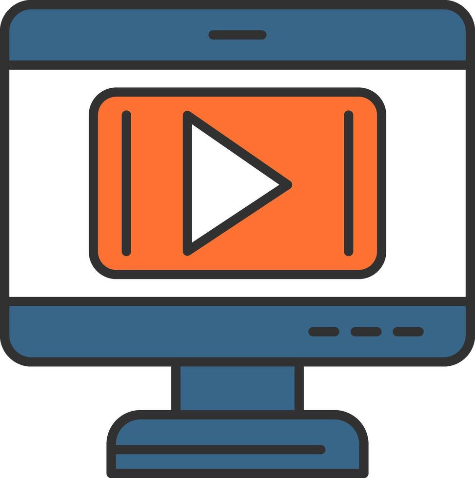 Video Player Line Filled Light Icon vector