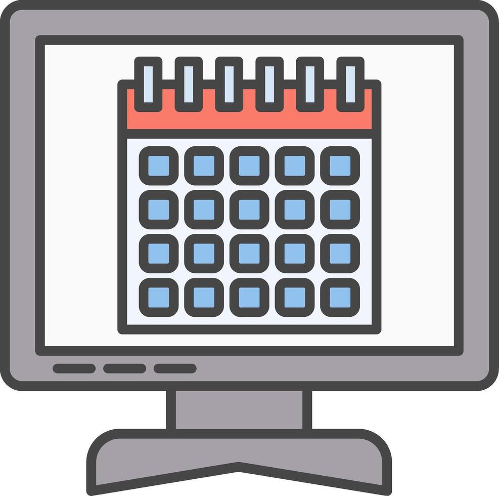 calendario línea lleno ligero icono vector