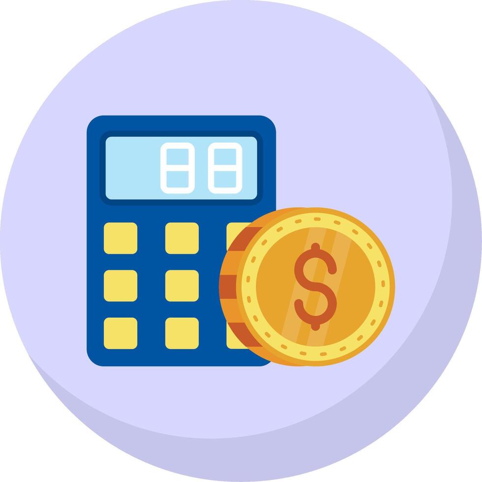 Calculator Glyph Flat Bubble Icon vector