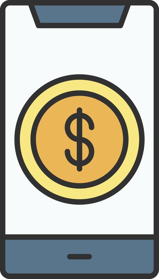 Dollar Line Filled Light Icon vector