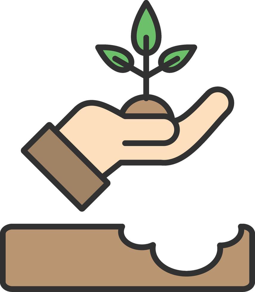 replantar línea lleno ligero icono vector