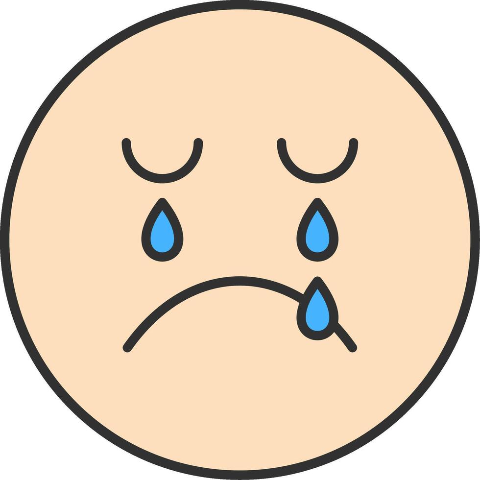 Crying Line Filled Light Icon vector