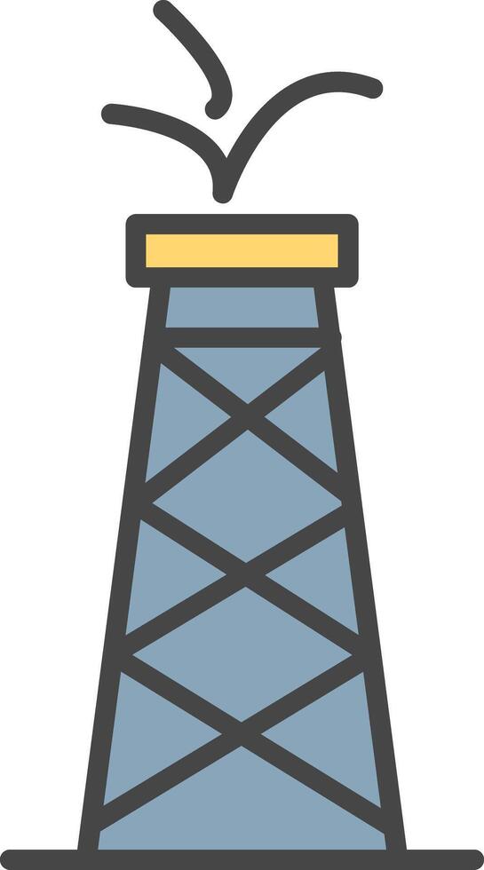 petróleo torre línea lleno ligero icono vector