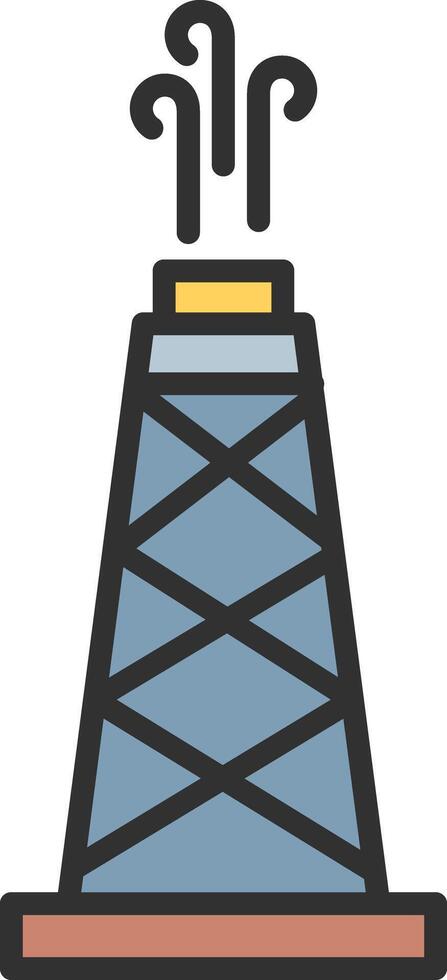 Oil Field Line Filled Light Icon vector