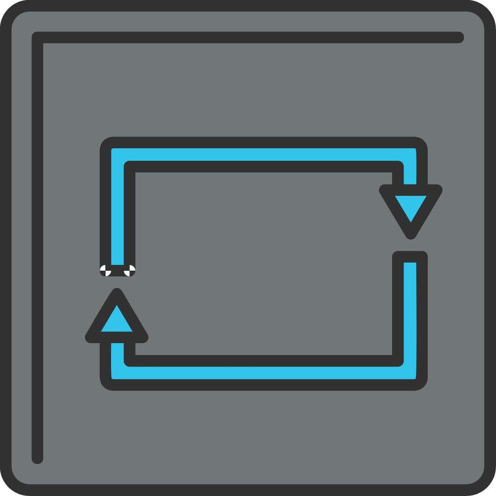 rectangular flecha línea lleno ligero icono vector