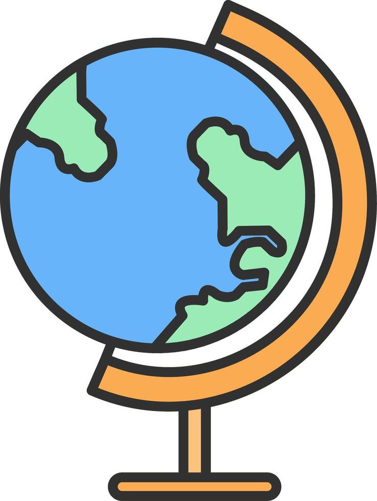 Earth Globe Line Filled Light Icon vector