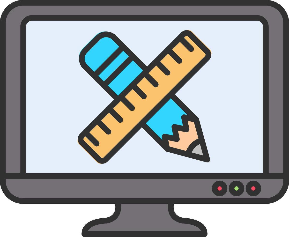 Pencil And Ruler Line Filled Light Icon vector