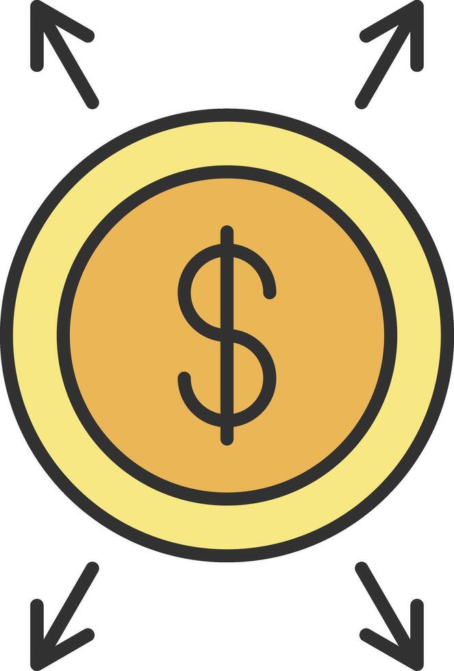 Dollar Line Filled Light Icon vector