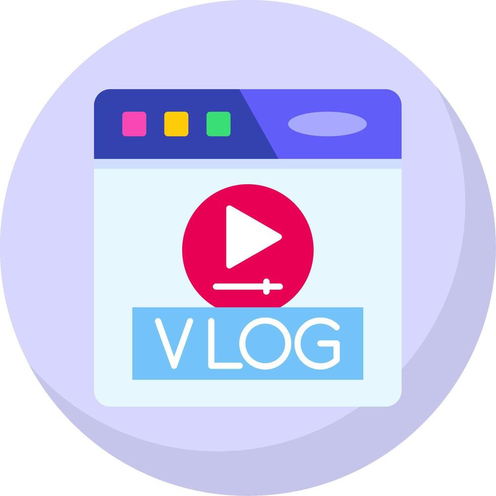 Vlog Glyph Flat Bubble Icon vector
