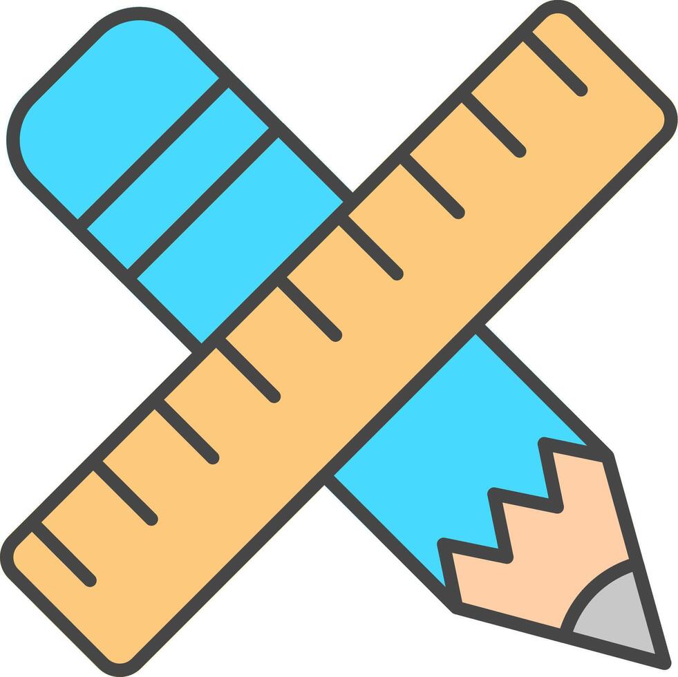 Pencil And Ruler Line Filled Light Icon vector