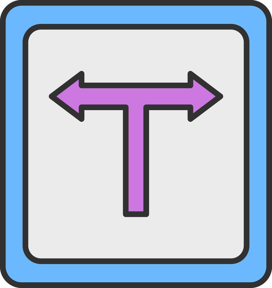 T Junction Line Filled Light Icon vector