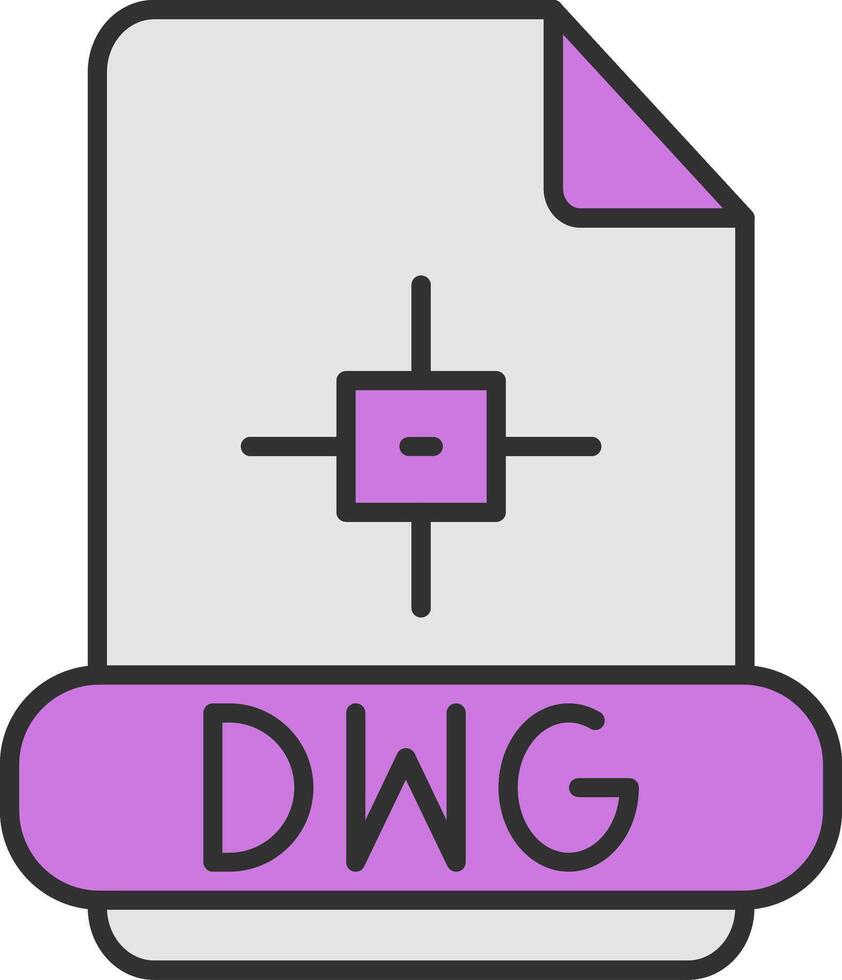 dwg línea lleno ligero icono vector