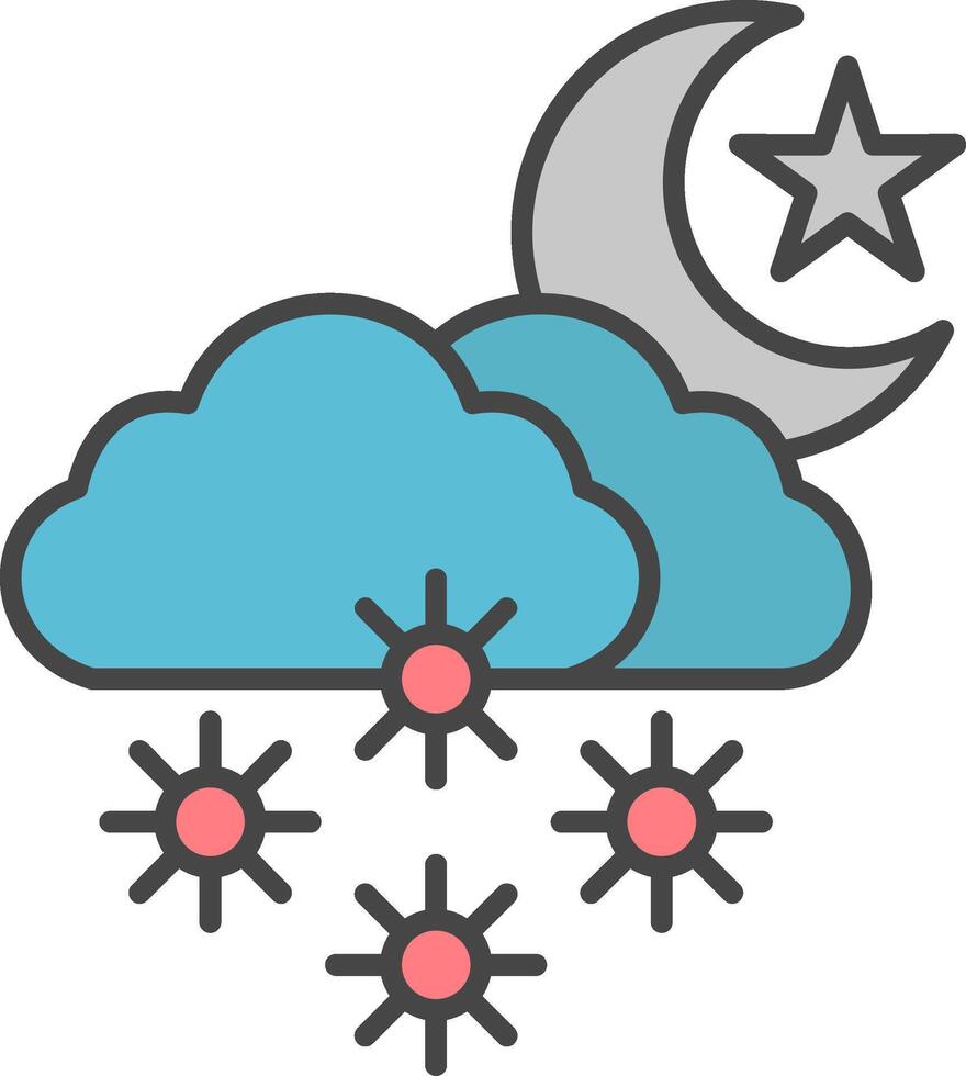Night Snow Line Filled Light Icon vector