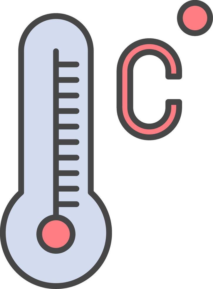 Celsius línea lleno ligero icono vector