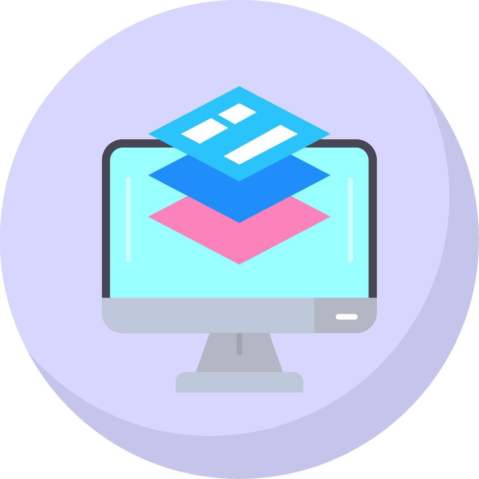 Layer Glyph Flat Bubble Icon vector