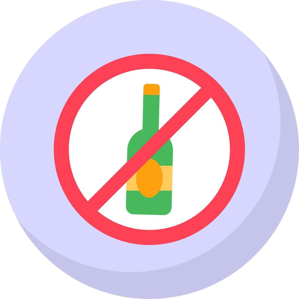 No alcohol glifo plano burbuja icono vector