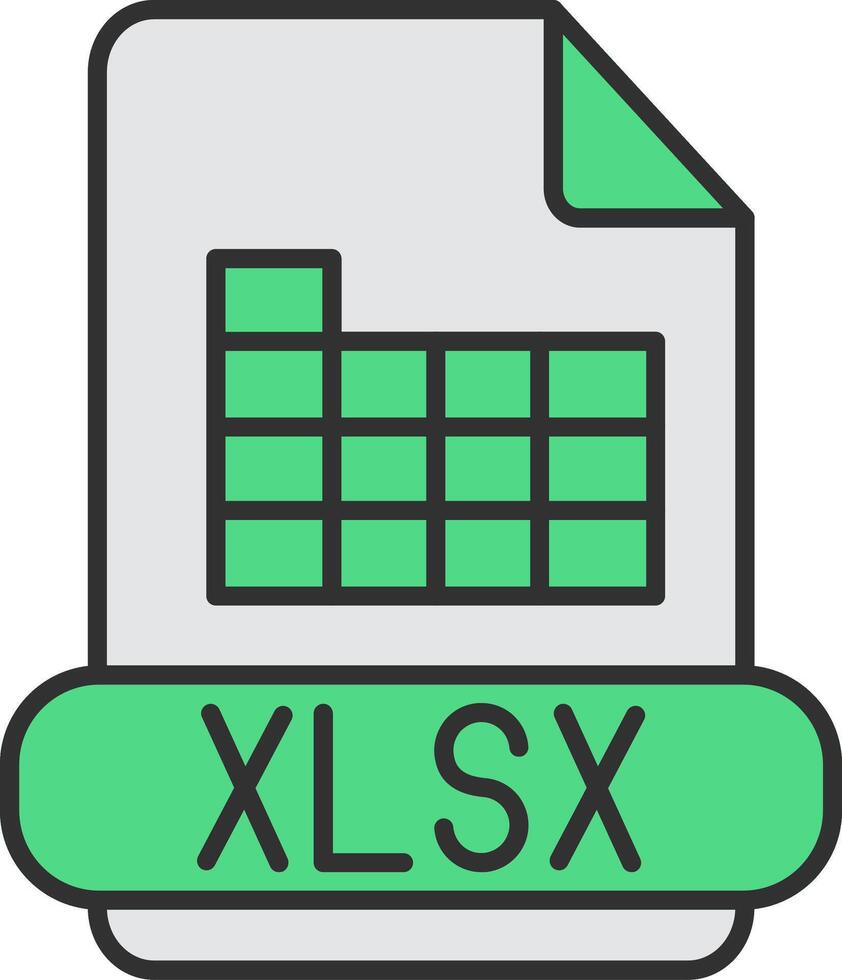 Xlsx Line Filled Light Icon vector