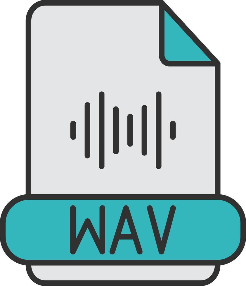 wav formato línea lleno ligero icono vector