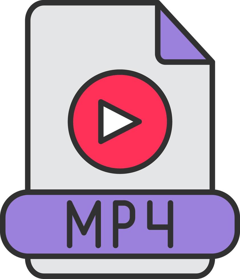 Mp4 Line Filled Light Icon vector
