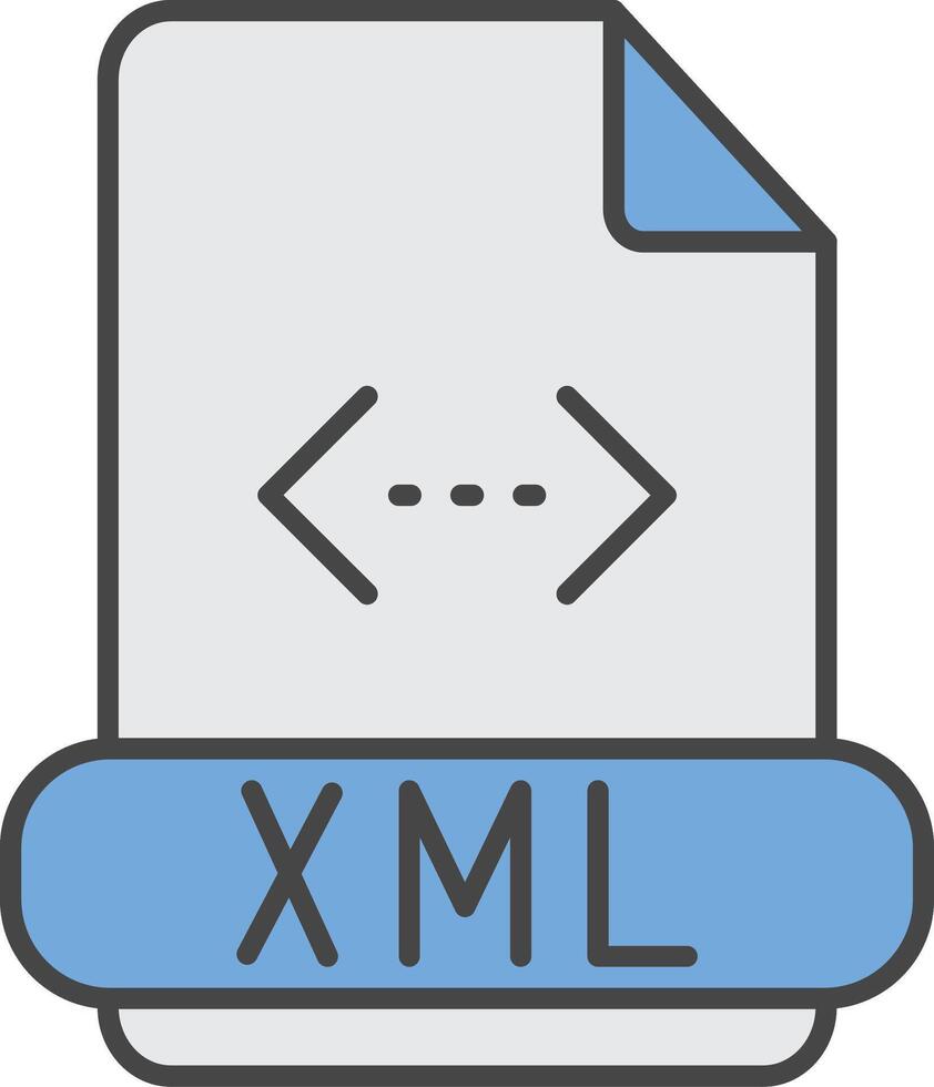 Xml Line Filled Light Icon vector