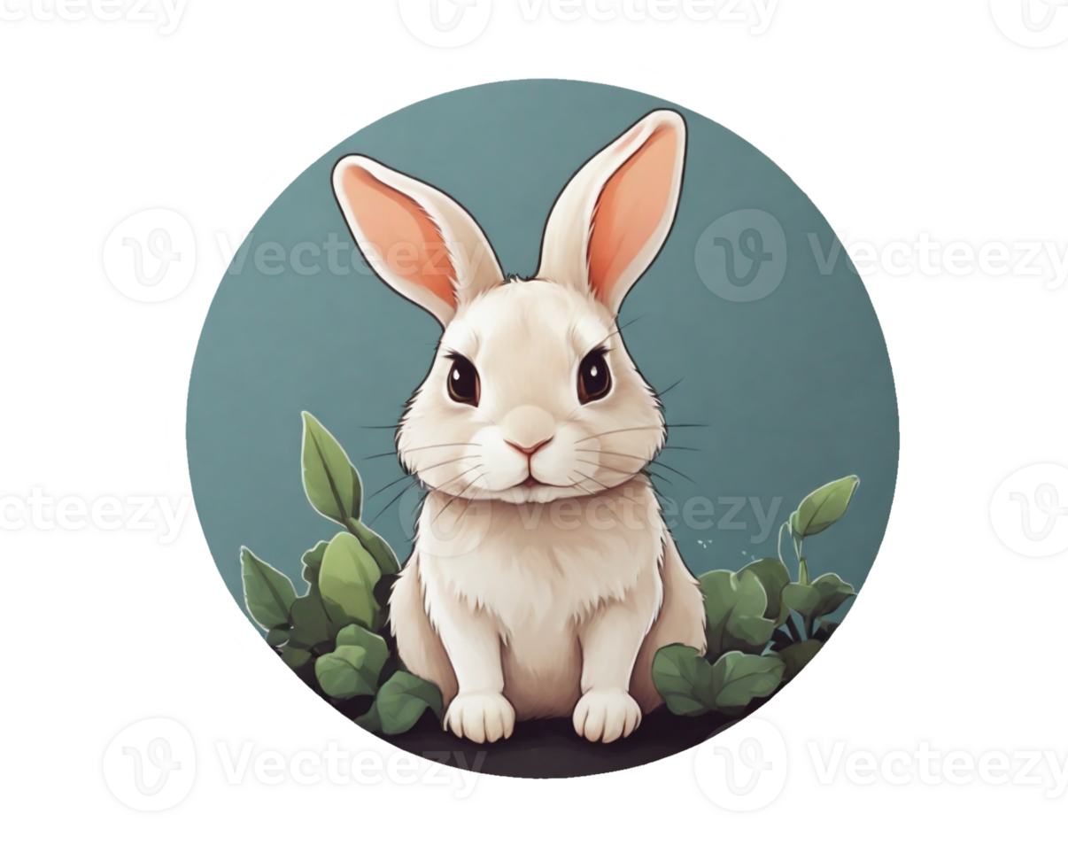 AI generated cute  graphic of the head of a fluffy rabbit png
