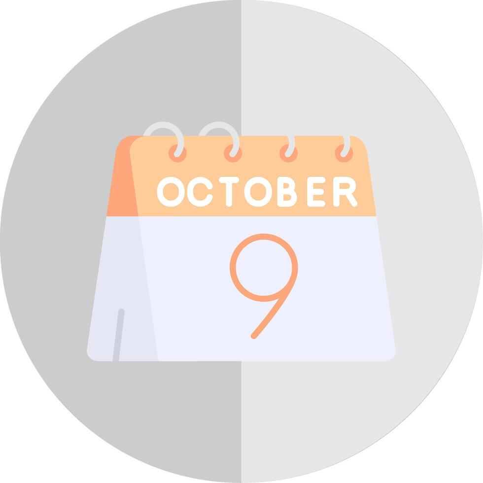 9th of October Flat Scale Icon vector