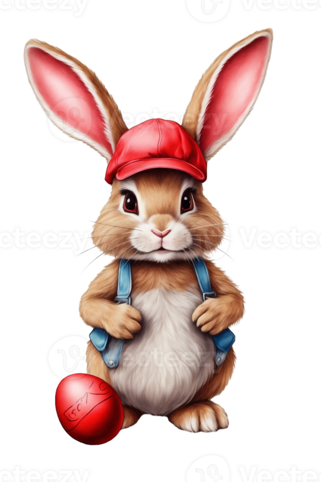 AI generated cute  graphic of the head of a fluffy rabbit png