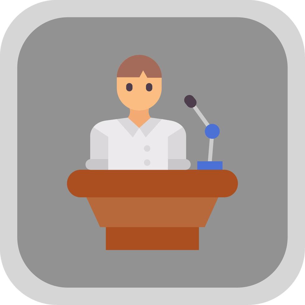 Lecturer Flat Round Corner Icon vector