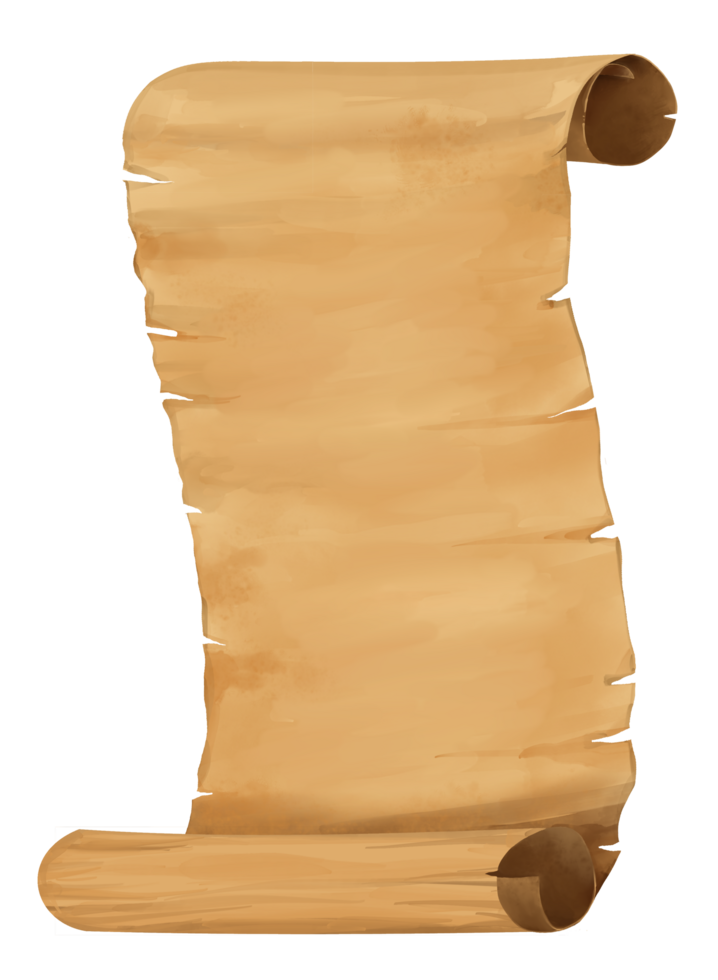 Brown old paper scroll png