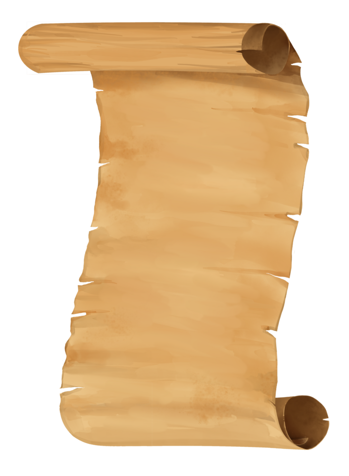 Brown old paper scroll open png