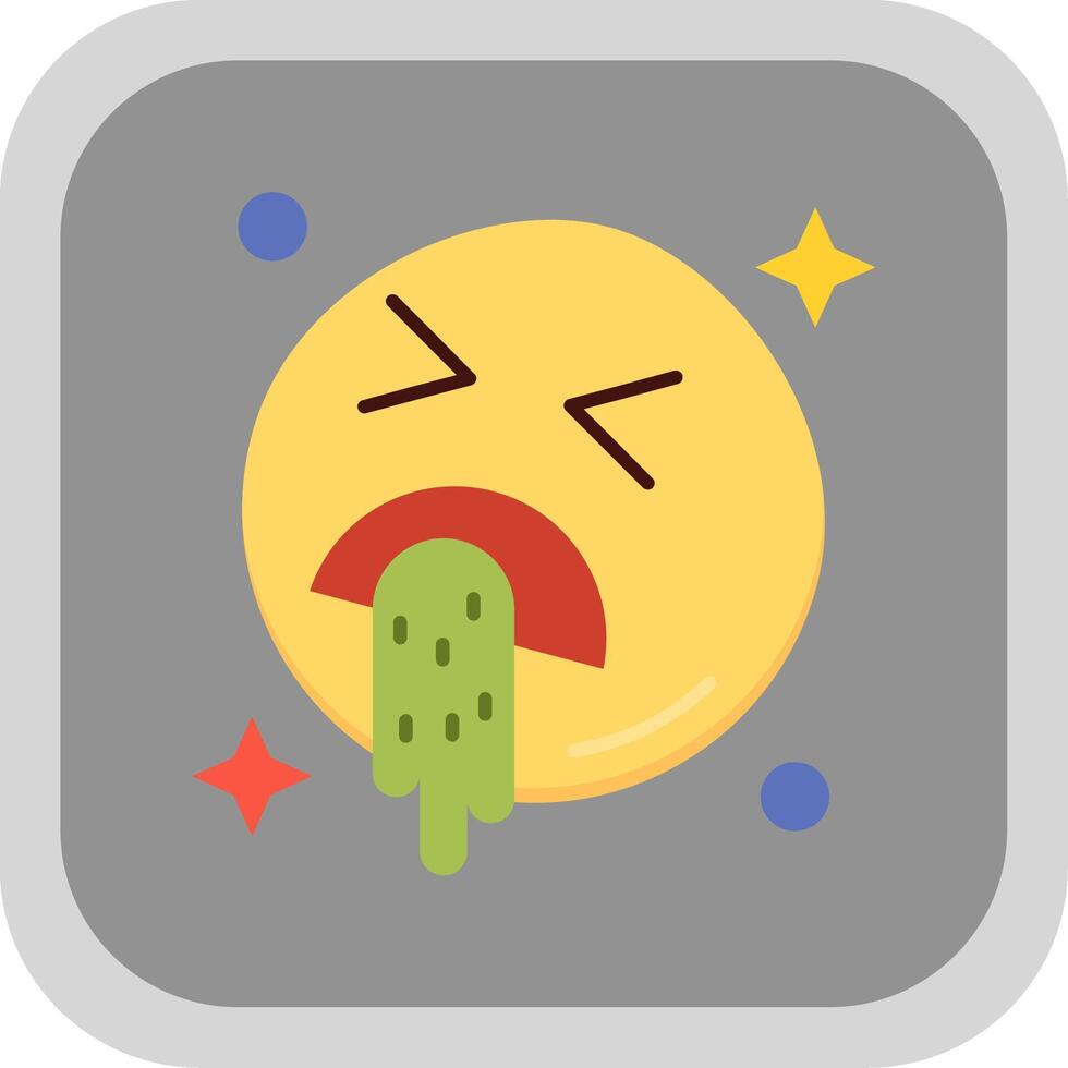 Vomit Flat Round Corner Icon vector