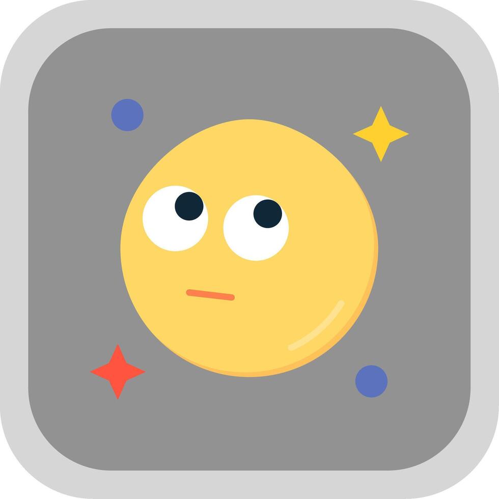 Rolling eyes Flat Round Corner Icon vector