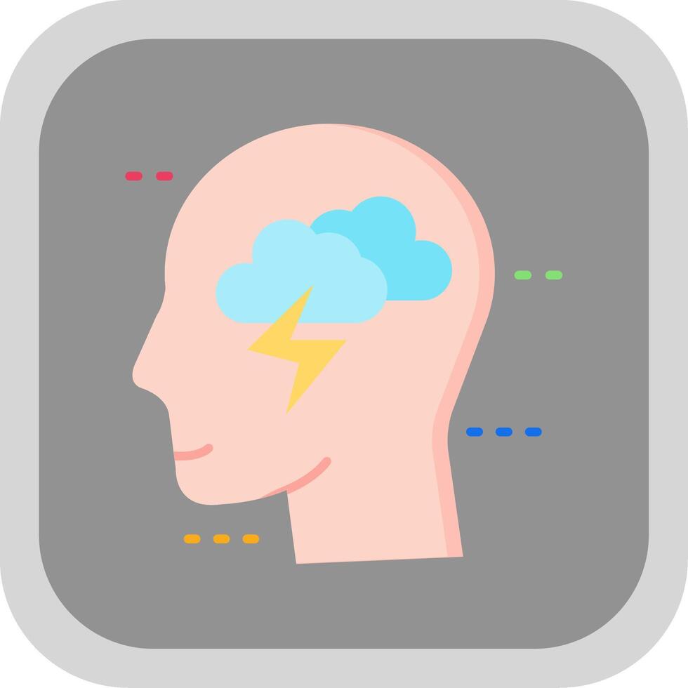 Brainstorm Flat Round Corner Icon vector