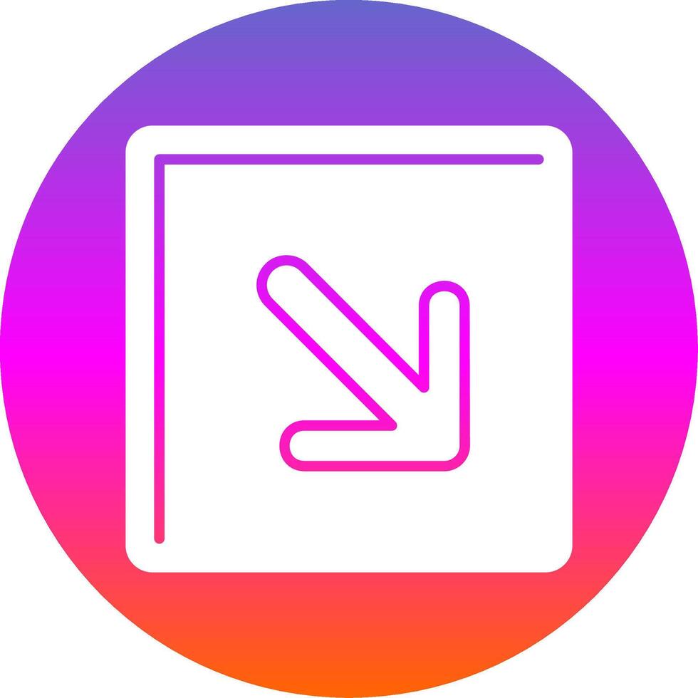 Down Right Glyph Gradient Circle Icon vector