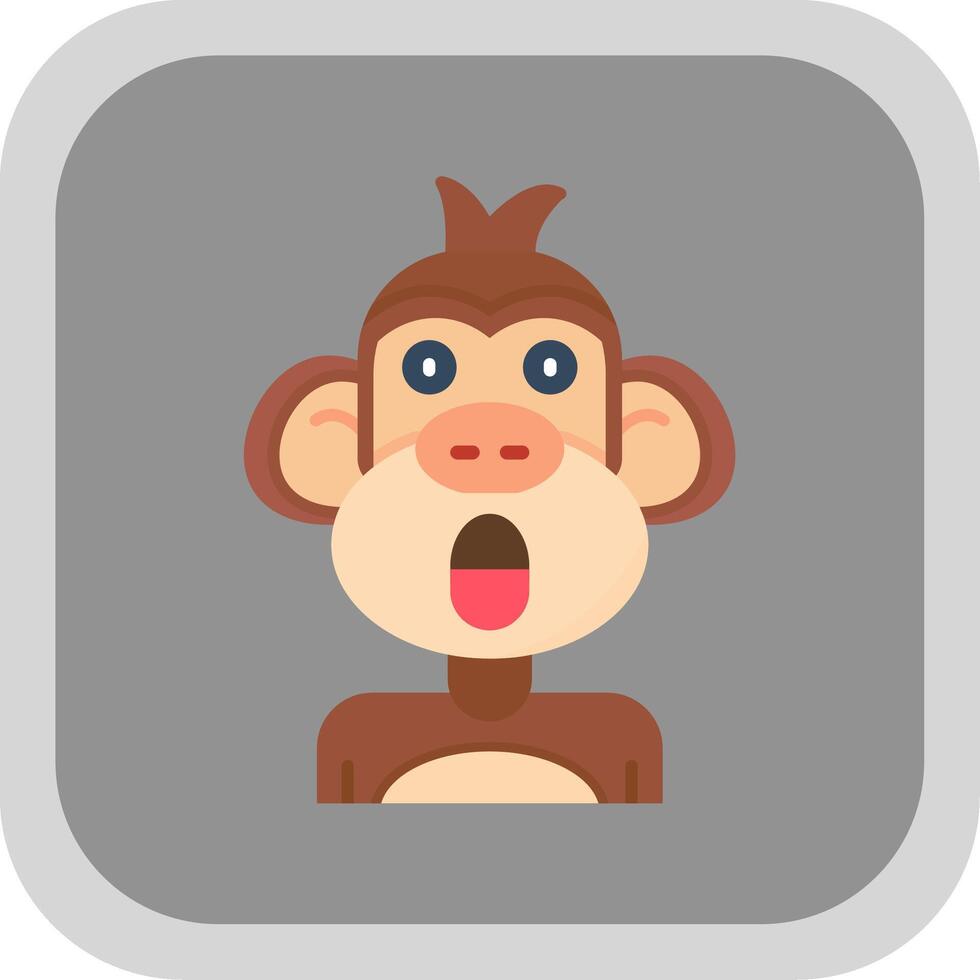 Surprised Flat Round Corner Icon vector
