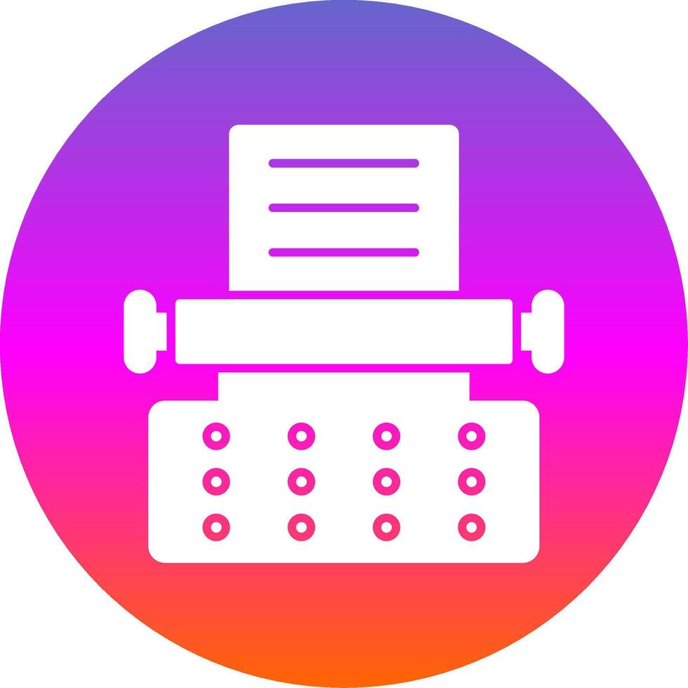 Typewriter Glyph Gradient Circle Icon vector
