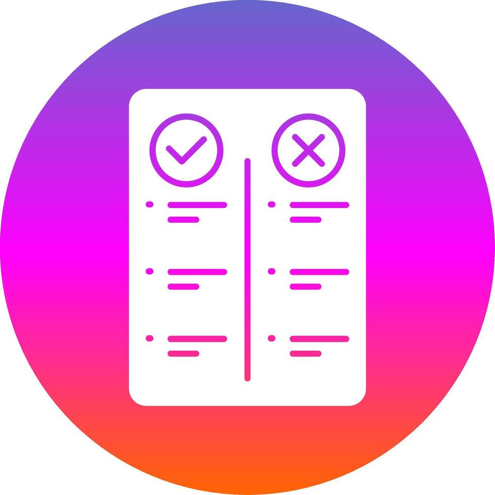 Pros And Cons Glyph Gradient Circle Icon vector