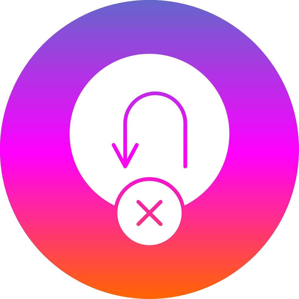 No U Turn Glyph Gradient Circle Icon vector