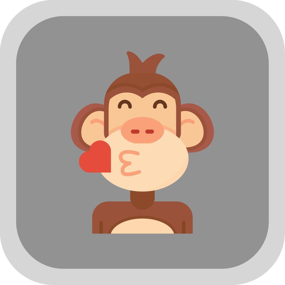 Kiss Flat Round Corner Icon vector