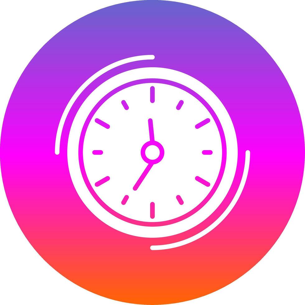 reloj glifo degradado circulo icono vector