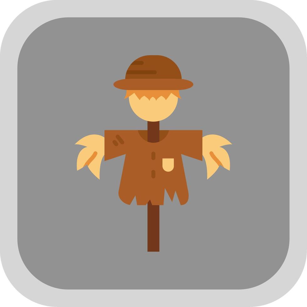 Scarecrow Flat Round Corner Icon vector