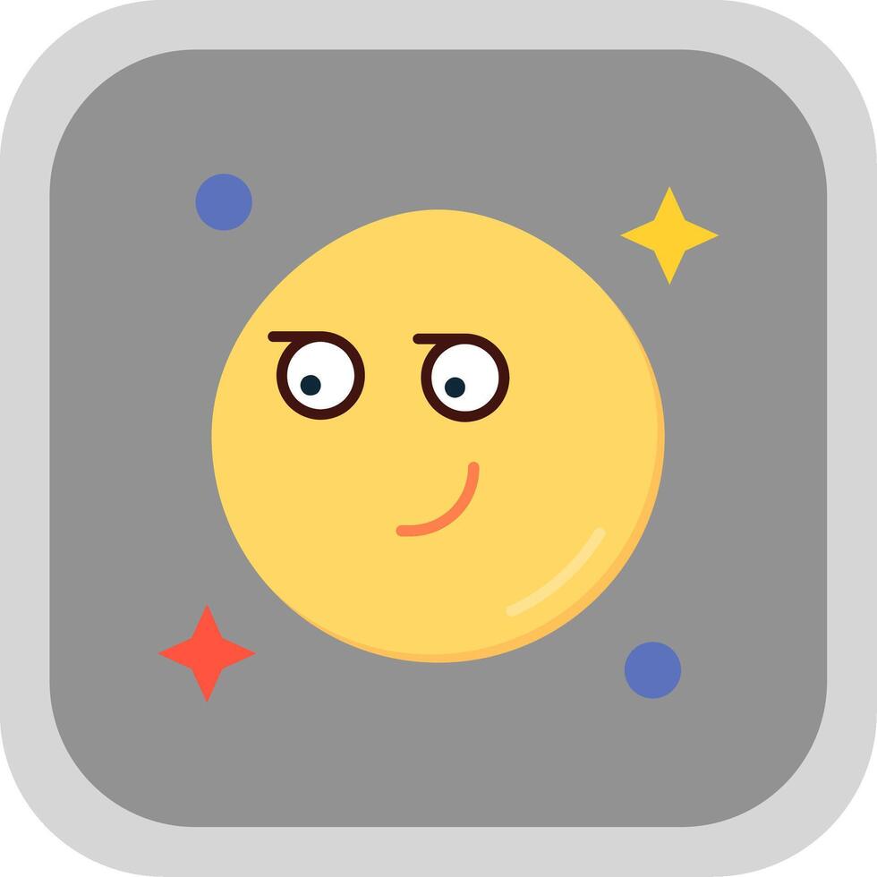 Smirking Flat Round Corner Icon vector