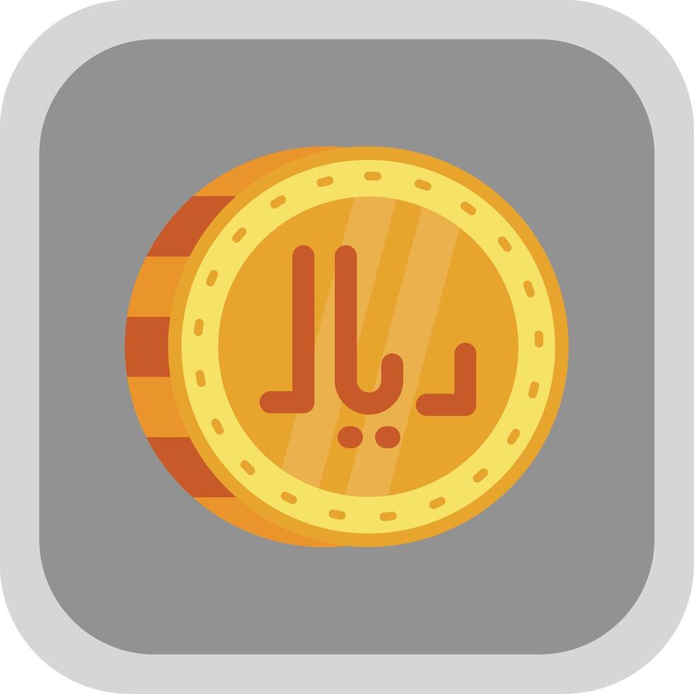 Riyal Flat Round Corner Icon vector