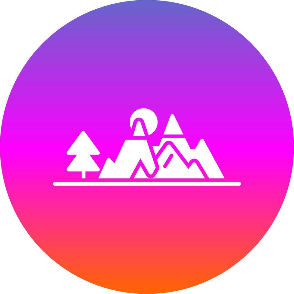 Mountains Glyph Gradient Circle Icon vector