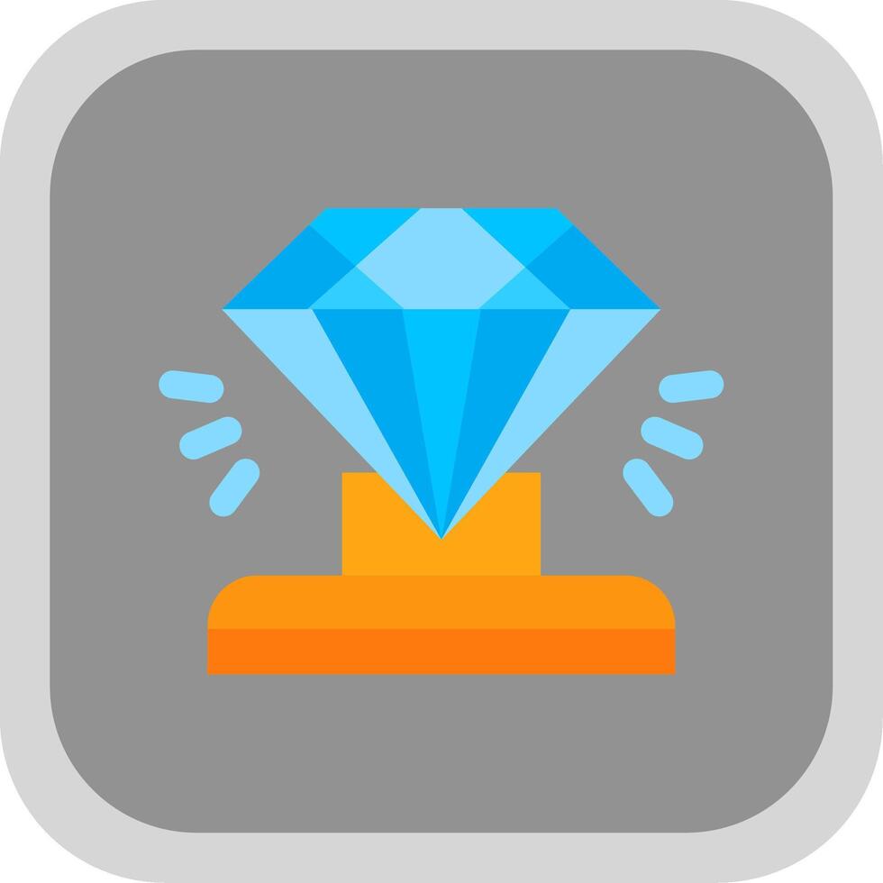 diamante plano redondo esquina icono vector